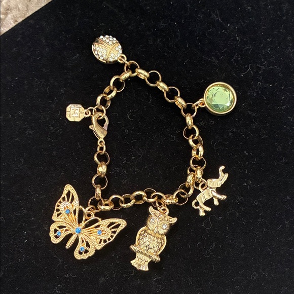 Monet Gold Charm Bracelet with Butterfly and Owl - Picture 5 of 7